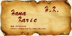Hana Karić vizit kartica